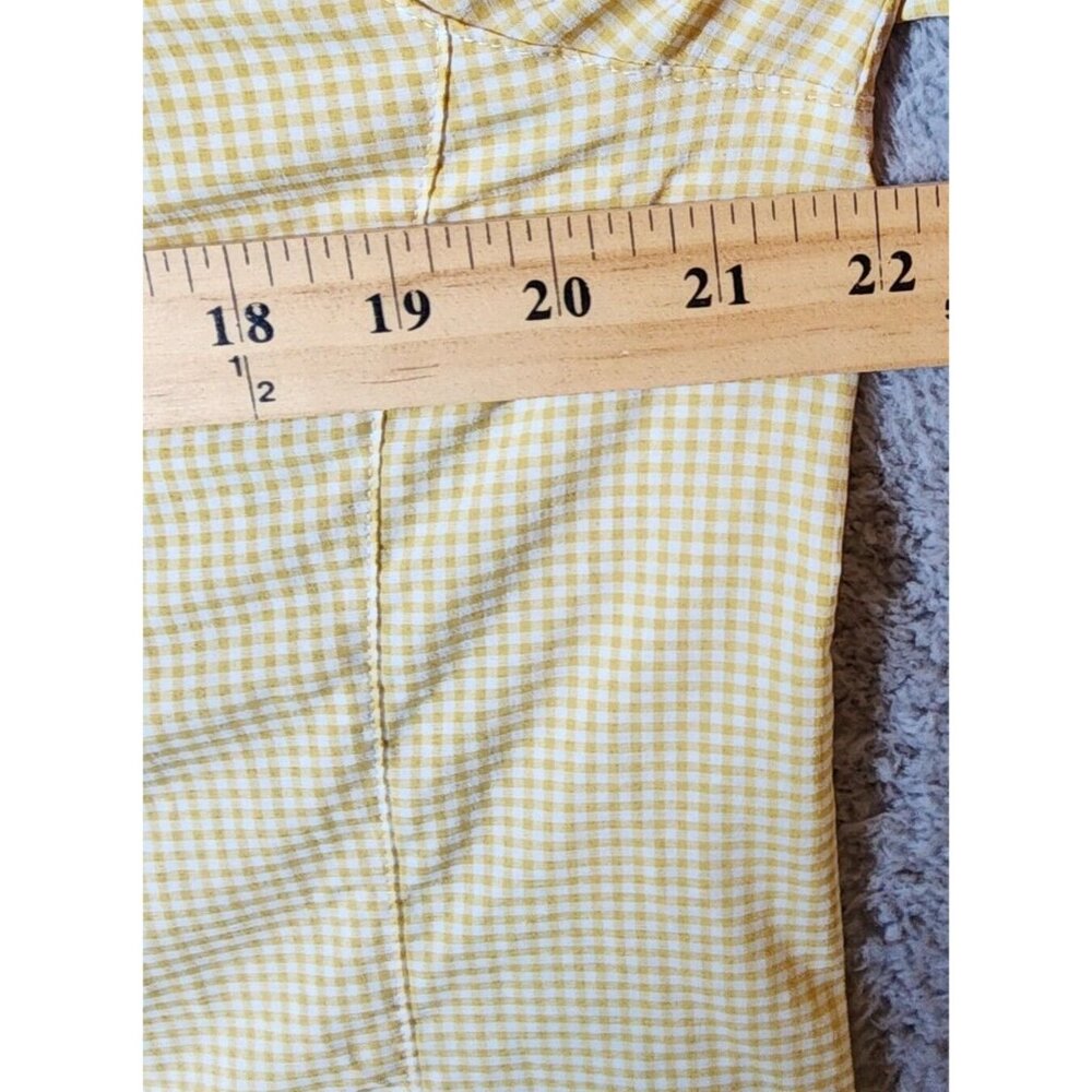 AriatTek Lightweight Long Roll Tab Sleeves Button Up Shirt Yellow Gingham Size L - Picture 8 of 13